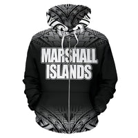 Marshall Islands All Over Zip up Hoodie Fog Black Style - Polynesian Pride