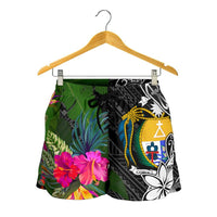 Nauru Women Shorts - Turtle Plumeria Banana Leaf Crest - Polynesian Pride