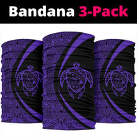 Hawaiian Bandana Turtle Map Polynesian Bandana 3-Pack - Circle Style Purple - Polynesian Pride