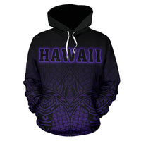 Hawaii Kanaka Polynesian Hoodie Violet Neon Style - Polynesian Pride