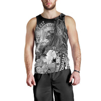 Polynesian Hawaii Custom Personalised Men's Tank Top - Humpback Whale with Tropical Flowers (White) - Polynesian Pride