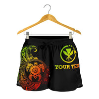 Hawaii Polynesian Personalised Women's Shorts - Vintage Polynesian Turtle (Reggae) - Polynesian Pride