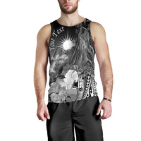 Marshall Islands Custom Personalised Men's Tank Top - Humpback Whale with Tropical Flowers (White) - Polynesian Pride
