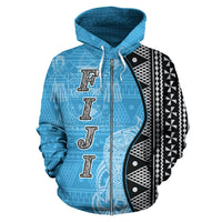 Fiji Polynesian Zip up Hoodie Tapa Pattern Coconut Tree - Polynesian Pride
