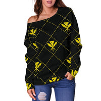 Kanaka Maoli Women's Off Shoulder Sweater Regal AH - Polynesian Pride