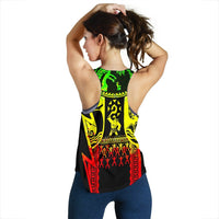 Polynesian Guinea Women's Racerback Tank - Moana Maui Tattoo With Coat Of Arm Guinea Reggae - Polynesian Pride