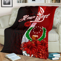 Pohnpei Micronesia Custom Personalised Premium Blanket - Coat Of Arm With Hibiscus - Polynesian Pride