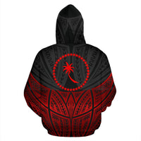 Chuuk Polynesian Custom Hoodie Red Black Pride Map nd Seal - Polynesian Pride