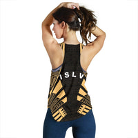 Society Islands Women Racerback Tank - Polynesian Tattoo Gold - Polynesian Pride
