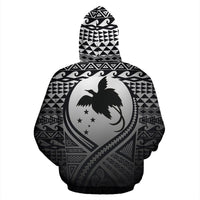 Papua New Guinea All Over Zip up Hoodie Lift up Black - Polynesian Pride