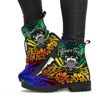 Tuvalu Custom Personalised Learther Boots - Rainbow Polynesian Pattern - Polynesian Pride