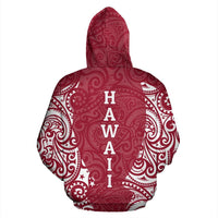 Hawaii Hoodie Hibiscus Polynesian Tattoo Red - Polynesian Pride