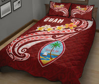 Guam Quilt Bed Set - Guam Seal Polynesian Patterns Plumeria (Red) - Polynesian Pride