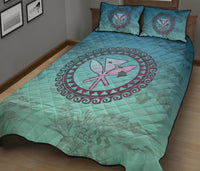 Hawaiian Map Kanaka Vintage Tropical Quilt Bed Set - Polynesian Pride