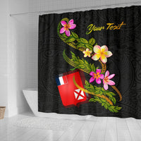 Wallis and Futuna Polynesian Custom Persona Shower Curtain - Plumeria Tribal - Polynesian Pride