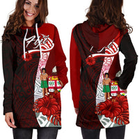 Fiji Polynesian Hoodie Dress - Coat Of Arm With Hibiscus - Polynesian Pride
