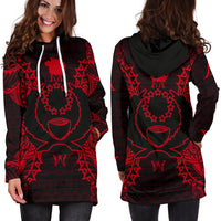 Pohnpei Polynesian Hoodie Dress Map Red - Polynesian Pride