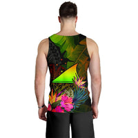 Tokelau Polynesian Personalised Men's Tank Top - Hibiscus and Banana Leaves - Polynesian Pride
