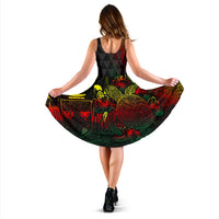 Fiji Polynesian Midi Dress - Turtle Hibiscus Reggae - Polynesian Pride