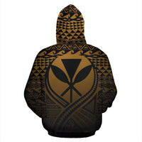 Kanaka Maoli All Over Zip up Hoodie Lift up Gold - Polynesian Pride
