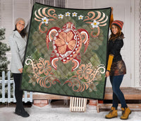 Hawaii Turtle Hibiscus Plumeria Premium Quilt - Jessi Style - AH - Polynesian Pride