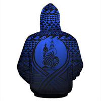 New Caledonia All Over Zip up Hoodie Lift up Blue - Polynesian Pride