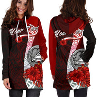 American Samoa Polynesian Custom Personalised Hoodie Dress - Coat Of Arm With Hibiscus - Polynesian Pride