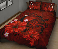 Hawaii Turtle Poly Tribal Quilt Bed Set - Red - Polynesian Pride