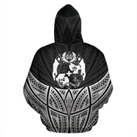 Tonga Polynesian Custom Zip up Hoodie Black Pride Map and Seal - Polynesian Pride