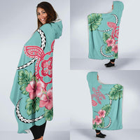 Hawaii Tropical Hibiscus Turtle Mint Style - Hooded Blanket AH - Polynesian Pride
