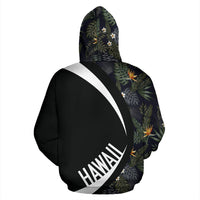 Kanaka Tropical Leaves and Flowers In The Night Hoodie Circle Style - Polynesian Pride