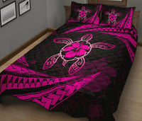 Hawaii Quilt Bed Set - Hibiscus Turtle Tribal Waves Pink - Polynesian Pride