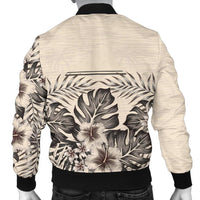 Tokelau Men's Bomber Jacket - The Beige Hibiscus - Polynesian Pride