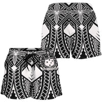 Samoa Polynesian Women's Shorts - Samoa White Seal with Polynesian Tattoo - Polynesian Pride