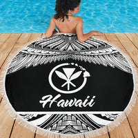 Hawaii Polynesian Beach Blanket - Hawaii Pride White Version - Polynesian Pride