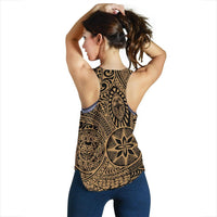 Polynesian Hawaiian Style Tribal Tattoo Gold Women's Racerback Tank Top - Polynesian Pride