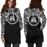 Norfolk Island Women Hoodie Dress - Norfolk Island Coat Of Arms Polynesian Black Color - Polynesian Pride