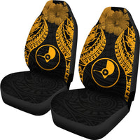 Yap Polynesian Car Seat Covers Pride Seal And Hibiscus Gold - Polynesian Pride