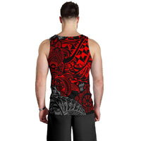 Polynesian Hawaii (Kanaka Maoli) Men's Tank Top - Red Turtle Hibiscus Flowing - Polynesian Pride