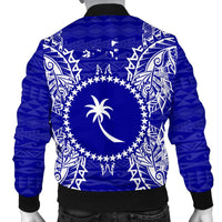 Chuuk Polynesian Men's Bomber Jacket Map Blue - Polynesian Pride