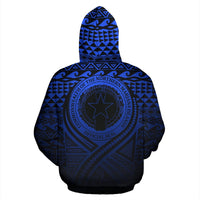 Northern Mariana Islands All Over Hoodie Lift up Blue - Polynesian Pride