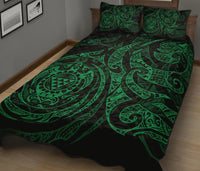 Hawaii Polynesian Quilt Bed Set - HawaiiGreen Kanaka Maoli Turtle Tribal - Polynesian Pride