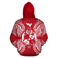 Tonga Polynesian All Over Zip up Hoodie Map Red White - Polynesian Pride