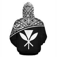 Hawaii All Over Custom Hoodie Polynesian Black Curve - Polynesian Pride