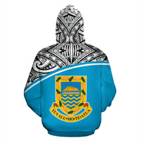 Tuvalu Polynesian Custom Hoodie Curve Blue - Polynesian Pride
