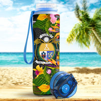 Nauru Custom Personalised Hydro Tracking Bottle - Seal Spiral Polynesian Patterns - Polynesian Pride