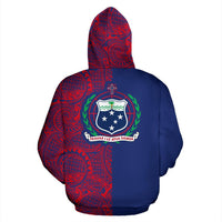 Samoa Zip up Hoodie Samoa Coat of Arms Polynesian Tattoo Half Style TH0 - Polynesian Pride