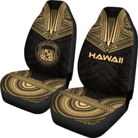 Hawaii Car Seat Cover - Hawaii Seal Polynesian Chief Tattoo Gold Version - Polynesian Pride