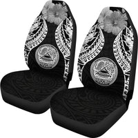 American Samoa Polynesian Car Seat Covers Pride Seal And Hibiscus Black - Polynesian Pride