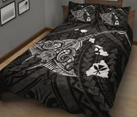 Hawaii Manta Ray Map Polynesian White Quilt Bed Set - Polynesian Pride